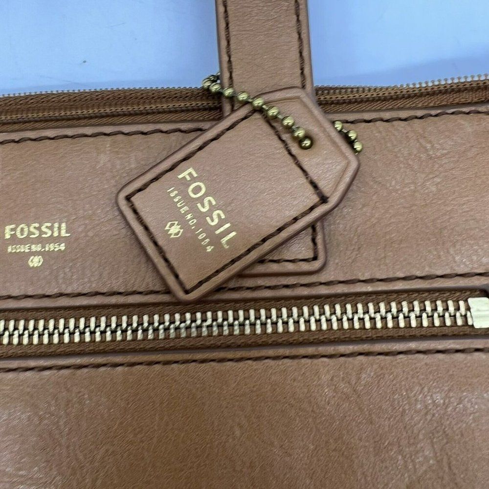 Fossil Vintage Brown Zip Cow Hide Leather Crossbody Handbag Purse - Picture 3 of 6